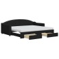 vidaXL Tagesbett Ausziehbar mit Schubladen Schwarz 90x200 cm Stoff vidaXL Tagesbett Ausziehbar mit Schubladen Schwarz 90x200 cm Stoff