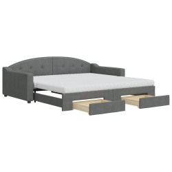 vidaXL Tagesbett Ausziehbar mit Schubladen Dunkelgrau 100x200 cm Stoff