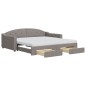 vidaXL Tagesbett Ausziehbar mit Schubladen Taupe 100x200 cm Stoff vidaXL Tagesbett Ausziehbar mit Schubladen Taupe 100x200 cm Stoff