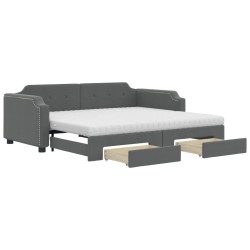 vidaXL Tagesbett Ausziehbar mit Schubladen Dunkelgrau 100x200 cm Stoff