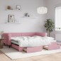 vidaXL Tagesbett Ausziehbar mit Schubladen Rosa 100x200 cm Samt vidaXL Tagesbett Ausziehbar mit Schubladen Rosa 100x200 cm Samt