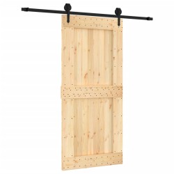 vidaXL Schiebetür mit Beschlag 95x210 cm Massivholz Kiefer
