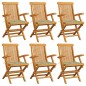 vidaXL Gartenstühle mit Blattmuster-Kissen 6 Stk. Massivholz Teak vidaXL Gartenstühle mit Blattmuster-Kissen 6 Stk. Massivholz Teak