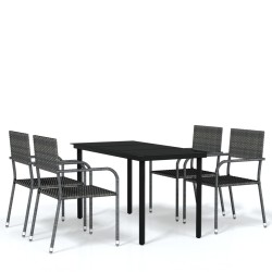 vidaXL 5-tlg. Garten-Essgruppe Grau