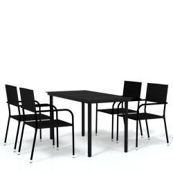 vidaXL 5-tlg. Garten-Essgruppe Schwarz