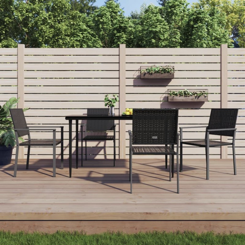 vidaXL Gartenstühle 4 Stk. Schwarz 54x62,5x89 cm Poly Rattan vidaXL Gartenstühle 4 Stk. Schwarz 54x62,5x89 cm Poly Rattan