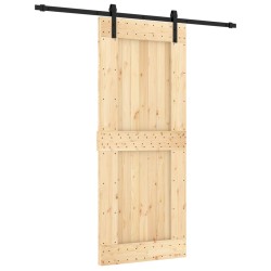 vidaXL Schiebetür mit Beschlag 85x210 cm Massivholz Kiefer