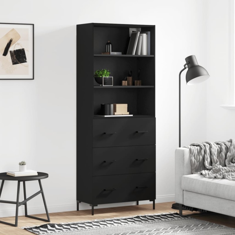 vidaXL Highboard Schwarz 69,5x34x180 cm Holzwerkstoff vidaXL Highboard Schwarz 69,5x34x180 cm Holzwerkstoff