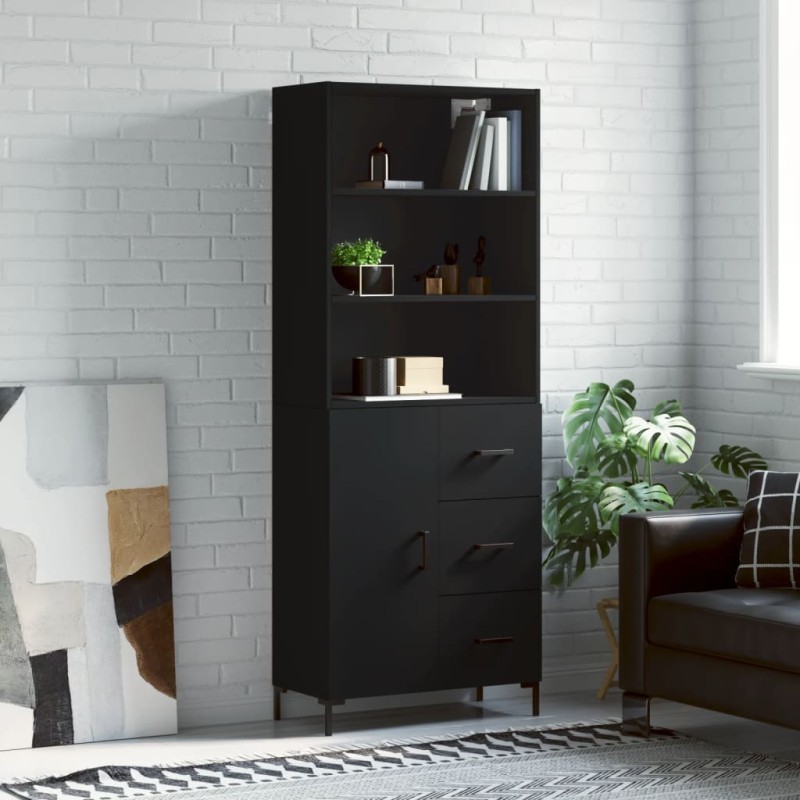 vidaXL Highboard Schwarz 69,5x34x180 cm Holzwerkstoff vidaXL Highboard Schwarz 69,5x34x180 cm Holzwerkstoff