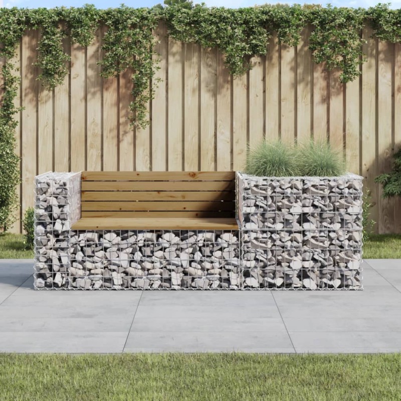 vidaXL Gartenbank mit Gabione Kiefernholz Imprägniert vidaXL Gartenbank mit Gabione Kiefernholz Imprägniert
