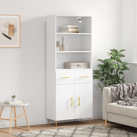 vidaXL Highboard Hochglanz-Weiß 69,5x34x180 cm Holzwerkstoff