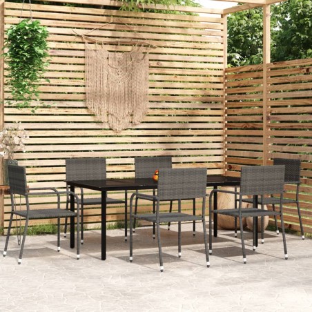 vidaXL 7-tlg. Garten-Essgruppe Grau