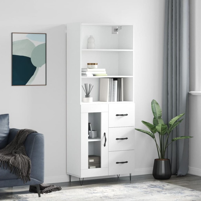 vidaXL Highboard Weiß 69,5x34x180 cm Holzwerkstoff vidaXL Highboard Weiß 69,5x34x180 cm Holzwerkstoff