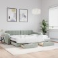 vidaXL Tagesbett Ausziehbar mit Schubladen Hellgrau 90x200 cm Samt vidaXL Tagesbett Ausziehbar mit Schubladen Hellgrau 90x200 cm Samt
