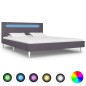 vidaXL Bettgestell mit LED Grau Stoff 140 x 200 cm vidaXL Bettgestell mit LED Grau Stoff 140 x 200 cm