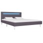 vidaXL Bettgestell mit LED Grau Stoff 140 x 200 cm vidaXL Bettgestell mit LED Grau Stoff 140 x 200 cm