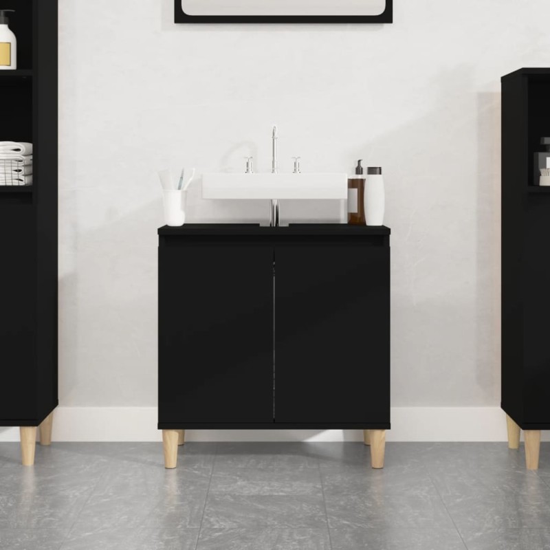 vidaXL Waschbeckenunterschrank Schwarz 58x33x60 cm Holzwerkstoff vidaXL Waschbeckenunterschrank Schwarz 58x33x60 cm Holzwerkstoff