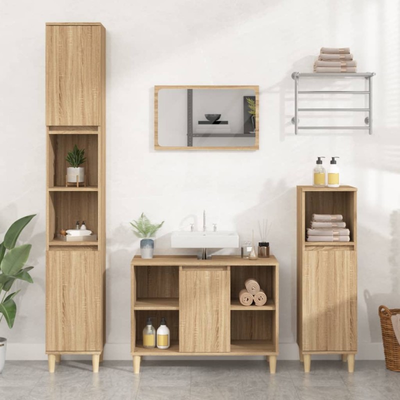 vidaXL Waschbeckenunterschrank Sonoma-Eiche 80x33x60 cm Holzwerkstoff vidaXL Waschbeckenunterschrank Sonoma-Eiche 80x33x60 cm Holzwerkstoff