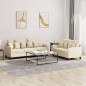 vidaXL 2-tlg. Sofagarnitur mit Kissen Creme Stoff vidaXL 2-tlg. Sofagarnitur mit Kissen Creme Stoff