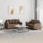 vidaXL 2-tlg. Sofagarnitur mit Kissen Braun Stoff vidaXL 2-tlg. Sofagarnitur mit Kissen Braun Stoff