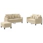 vidaXL 3-tlg. Sofagarnitur mit Kissen Creme Stoff vidaXL 3-tlg. Sofagarnitur mit Kissen Creme Stoff