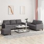 vidaXL 3-tlg. Sofagarnitur mit Kissen Grau Kunstleder vidaXL 3-tlg. Sofagarnitur mit Kissen Grau Kunstleder