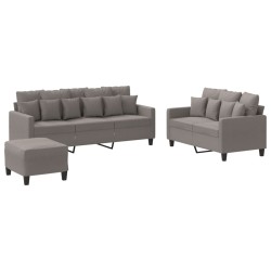 vidaXL 3-tlg. Sofagarnitur mit Kissen Taupe Stoff