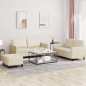 vidaXL 3-tlg. Sofagarnitur mit Kissen Creme Kunstleder vidaXL 3-tlg. Sofagarnitur mit Kissen Creme Kunstleder