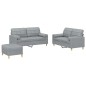 vidaXL 3-tlg. Sofagarnitur mit Kissen Hellgrau Stoff vidaXL 3-tlg. Sofagarnitur mit Kissen Hellgrau Stoff
