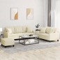 vidaXL 3-tlg. Sofagarnitur mit Kissen Creme Kunstleder vidaXL 3-tlg. Sofagarnitur mit Kissen Creme Kunstleder