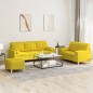 vidaXL 3-tlg. Sofagarnitur mit Kissen Hellgelb Stoff vidaXL 3-tlg. Sofagarnitur mit Kissen Hellgelb Stoff