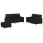 vidaXL 3-tlg. Sofagarnitur mit Kissen Schwarz Stoff vidaXL 3-tlg. Sofagarnitur mit Kissen Schwarz Stoff