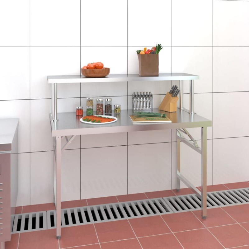 vidaXL Küchen-Arbeitstisch mit Aufsatzboard 120x60x115 cm Edelstahl vidaXL Küchen-Arbeitstisch mit Aufsatzboard 120x60x115 cm Edelstahl