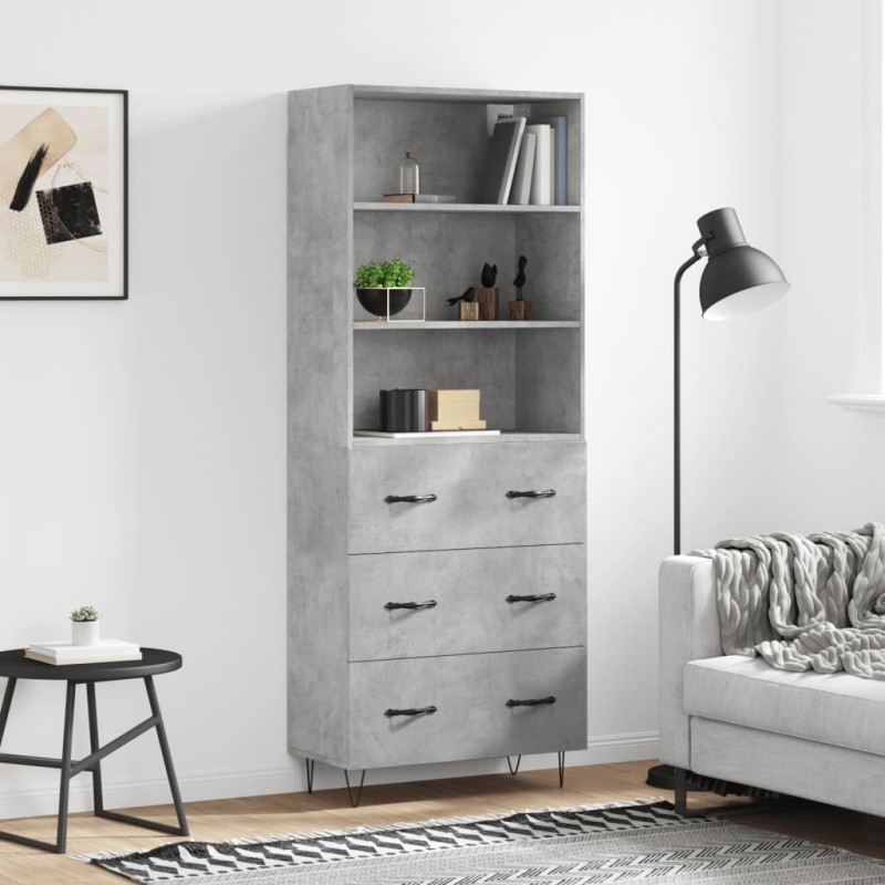 vidaXL Highboard Betongrau 69,5x34x180 cm Holzwerkstoff vidaXL Highboard Betongrau 69,5x34x180 cm Holzwerkstoff