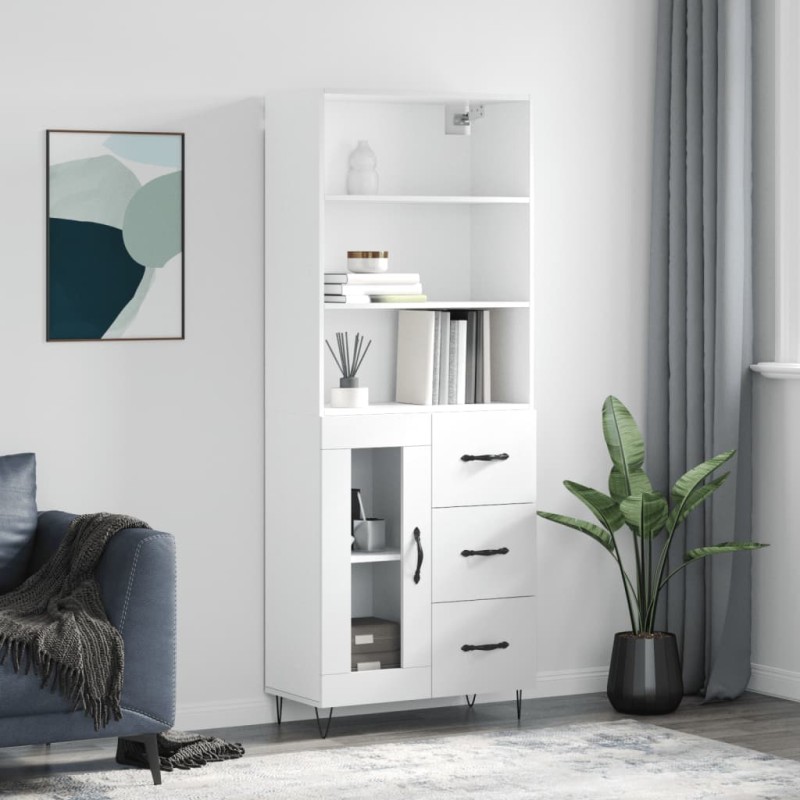 vidaXL Highboard Hochglanz-Weiß 69,5x34x180 cm Holzwerkstoff vidaXL Highboard Hochglanz-Weiß 69,5x34x180 cm Holzwerkstoff