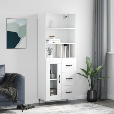 vidaXL Highboard Hochglanz-Weiß 69,5x34x180 cm Holzwerkstoff
