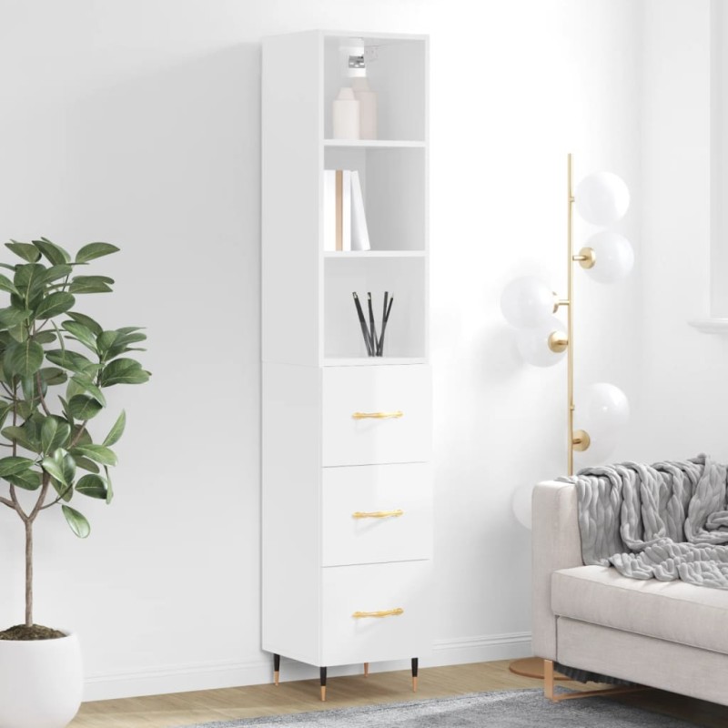 vidaXL Highboard Hochglanz-Weiß 34,5x34x180 cm Holzwerkstoff vidaXL Highboard Hochglanz-Weiß 34,5x34x180 cm Holzwerkstoff