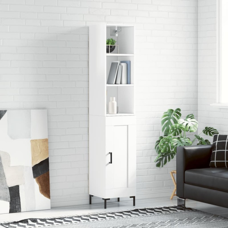 vidaXL Highboard Hochglanz-Weiß 34,5x34x180 cm Holzwerkstoff vidaXL Highboard Hochglanz-Weiß 34,5x34x180 cm Holzwerkstoff