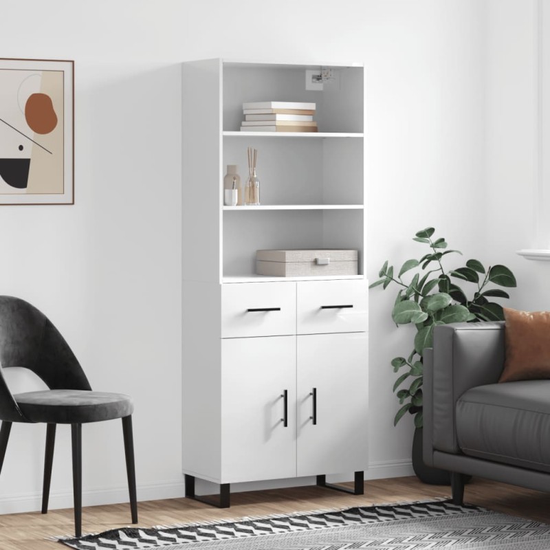 vidaXL Highboard Hochglanz-Weiß 69,5x34x180 cm Holzwerkstoff vidaXL Highboard Hochglanz-Weiß 69,5x34x180 cm Holzwerkstoff