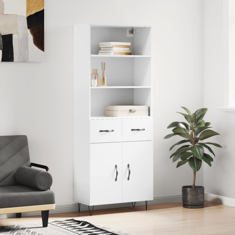 vidaXL Highboard Hochglanz-Weiß 69,5x34x180 cm Holzwerkstoff vidaXL Highboard Hochglanz-Weiß 69,5x34x180 cm Holzwerkstoff