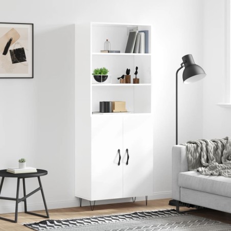 vidaXL Highboard Hochglanz-Weiß 69,5x34x180 cm Holzwerkstoff