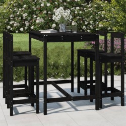 vidaXL 5-tlg. Gartenbar-Set Schwarz Massivholz Kiefer