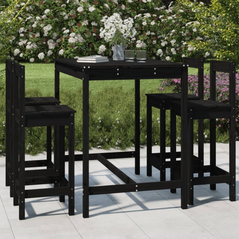 vidaXL 5-tlg. Gartenbar-Set Schwarz Massivholz Kiefer vidaXL 5-tlg. Gartenbar-Set Schwarz Massivholz Kiefer