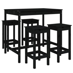 vidaXL 5-tlg. Gartenbar-Set Schwarz Massivholz Kiefer