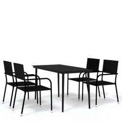 vidaXL 5-tlg. Garten-Essgruppe Schwarz