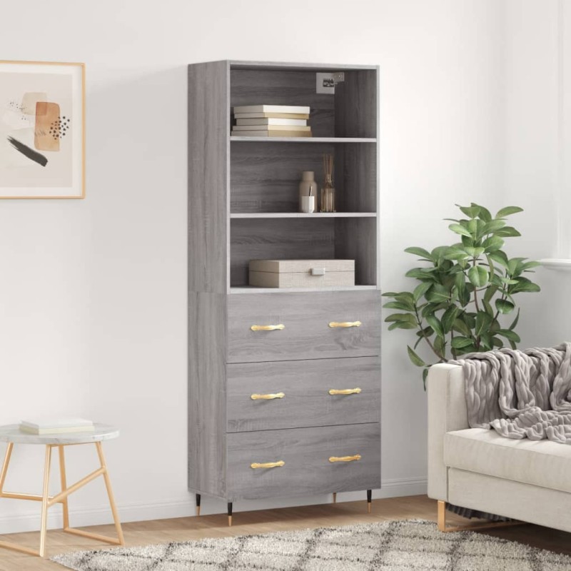 vidaXL Highboard Grau Sonoma 69,5x34x180 cm Holzwerkstoff vidaXL Highboard Grau Sonoma 69,5x34x180 cm Holzwerkstoff