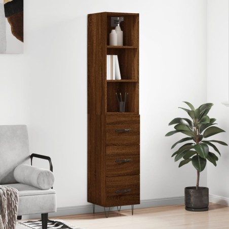 vidaXL Highboard Braun Eichen-Optik 34,5x34x180 cm Holzwerkstoff
