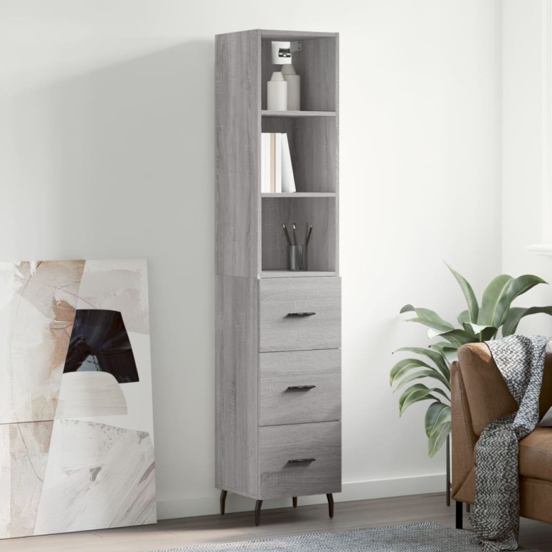 vidaXL Highboard Grau Sonoma 34,5x34x180 cm Holzwerkstoff vidaXL Highboard Grau Sonoma 34,5x34x180 cm Holzwerkstoff