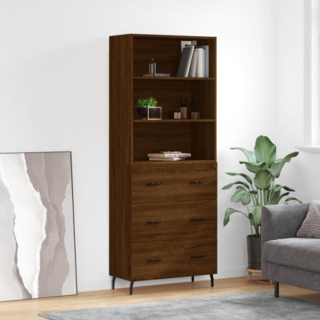 vidaXL Highboard Braun Eichen-Optik 69,5x34x180 cm Holzwerkstoff
