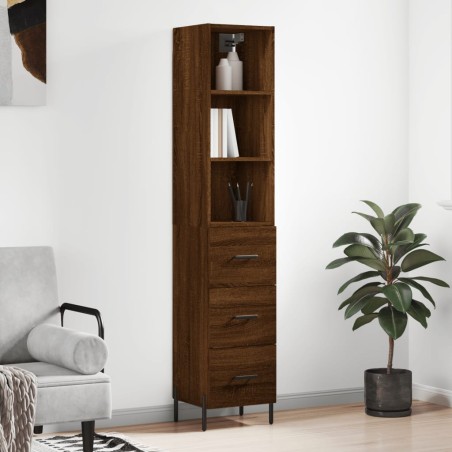 vidaXL Highboard Braun Eichen-Optik 34,5x34x180 cm Holzwerkstoff